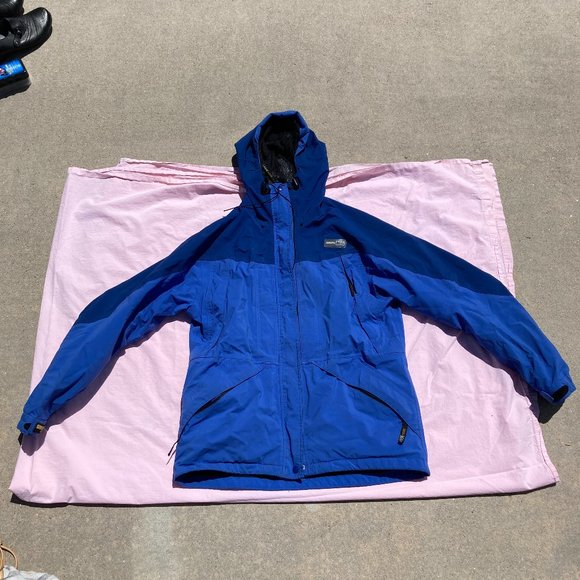 REI Winter Jacket Gore-Tex Womens Blue Black Rain Jacket Ventilation M - Picture 1 of 14